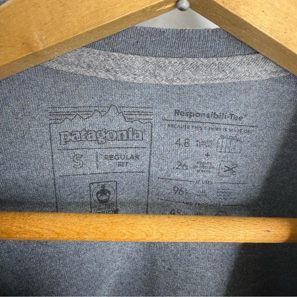 PATAGONIA Men’s Gray Line Logo Ridge Responsibili-tee Long Sleeve Tee - Picture 4 of 6